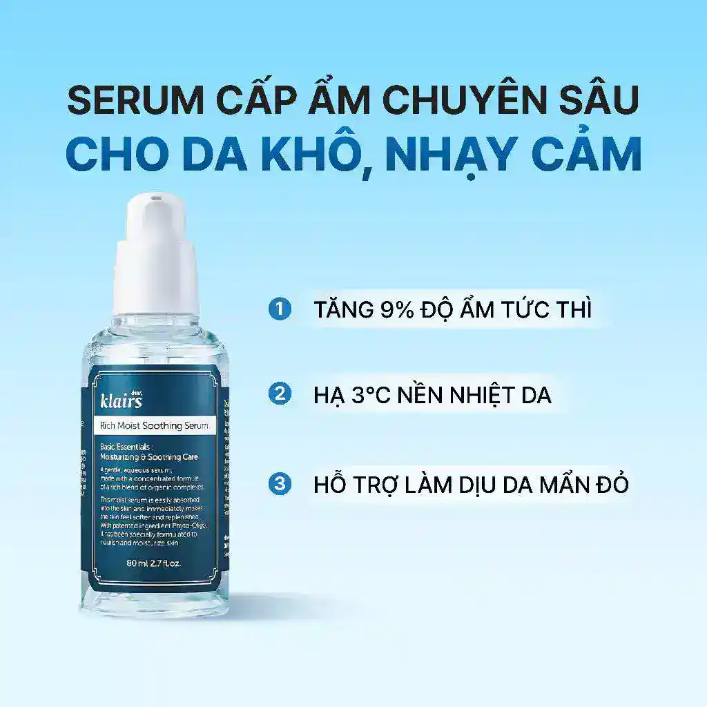 Công dụng serum dưỡng ẩm Klairs Rich Moist Soothing Serum Công dụng serum dưỡng ẩm Klairs Rich Moist Soothing Serum